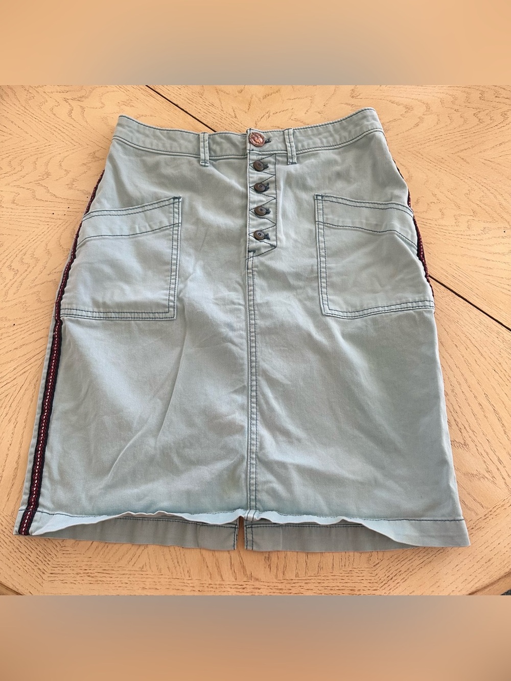 Anthropologie Pilcro And The Letterpress Teal Button Front Chino Skirt Women's 4